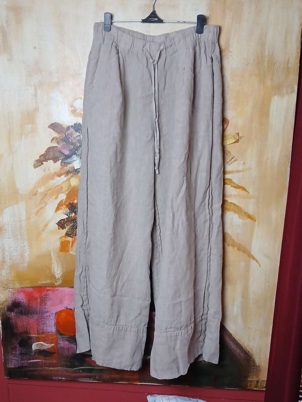 Zara Men's Linen-Blend Drawstring Pants — Beige